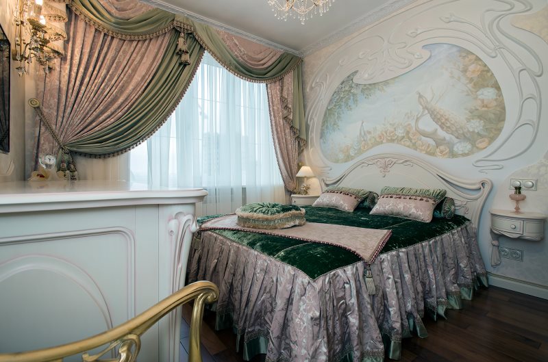 Design de chambre de style moderne avec de beaux rideaux