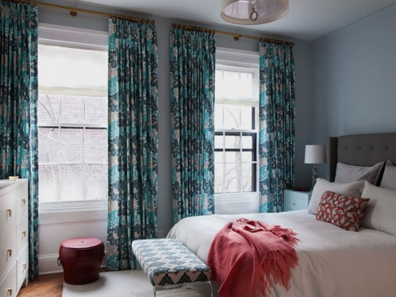 cortinas para idéias interiores de papel de parede cinza