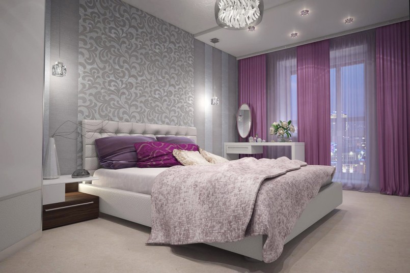 cortinas para idéias interiores de papel de parede cinza