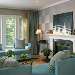 Meubles rembourrés avec un revêtement turquoise