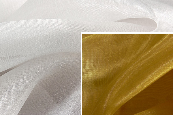 การพัวพันของเส้นใยใน organza โปร่งแสง