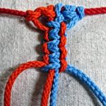 Macrame knot of different color ropes