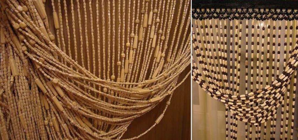 rideaux de perles en bois