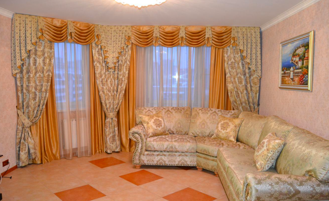 rideaux jacquard dans le salon