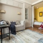 quarto design de interiores de cortinas de zoneamento