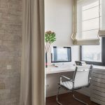 quarto design de interiores de cortinas de zoneamento