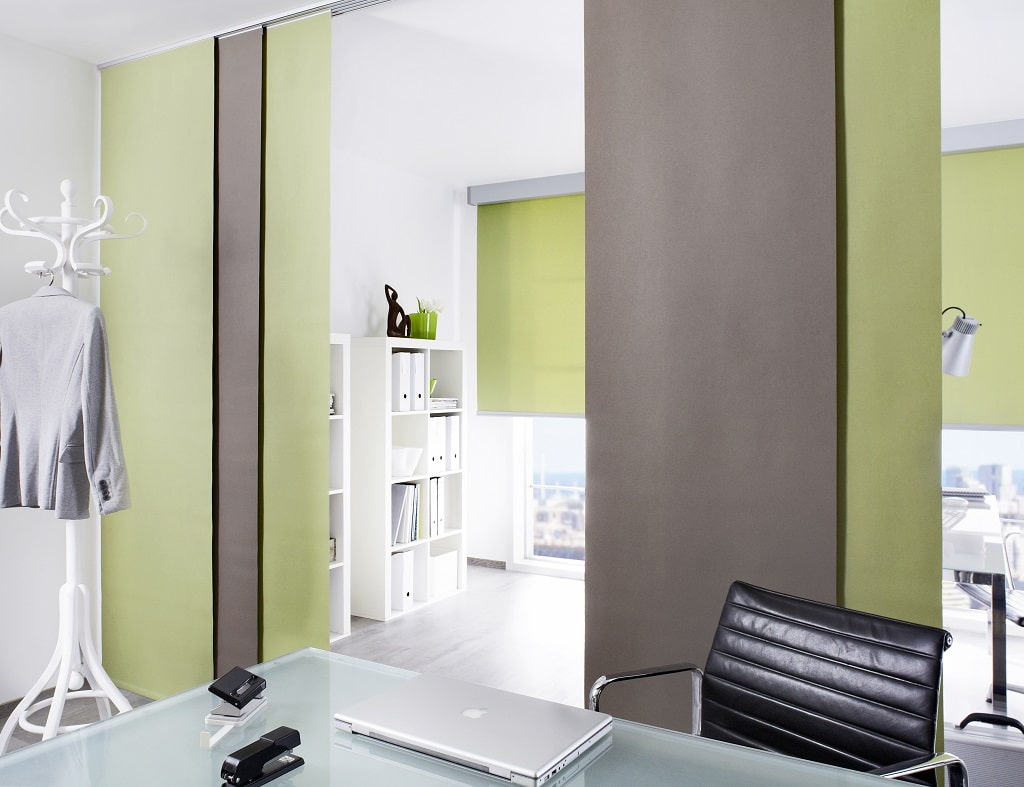 zoneamento de quarto com cortinas japonesas