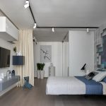 foto de interior de cortinas de zoneamento de quarto
