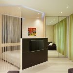 quarto zoneamento cortinas idéias de design