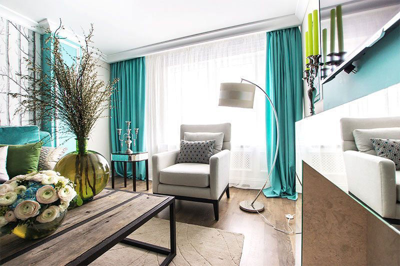 idées de design de rideaux turquoise