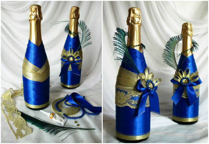 décoration de bouteilles de champagne pour mariage