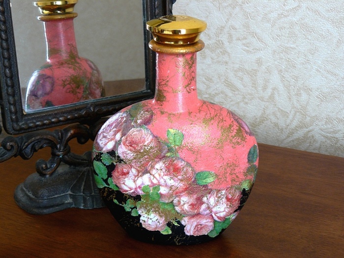 decoupage decoración de botellas ideas