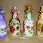 botellas de vino decoupage