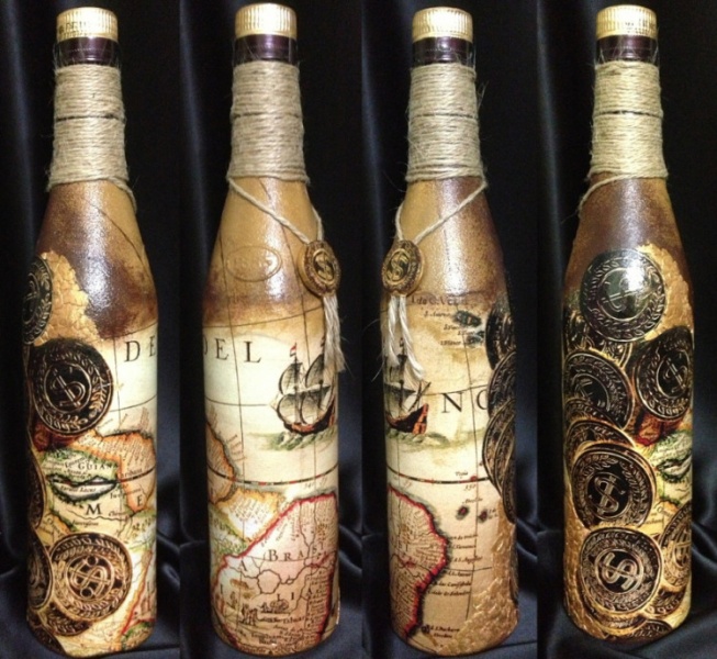 ideas de diseño de botellas decoupage