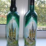 Decoupage botellas de vino DIY foto decoración