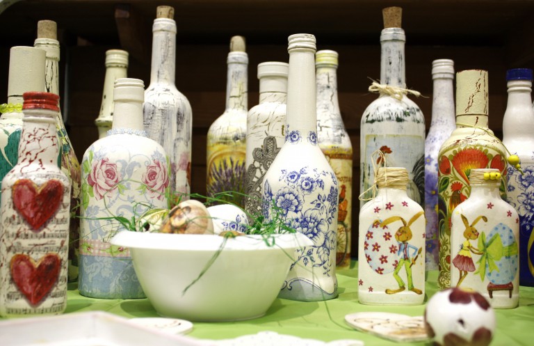 Decoupage botella de bricolaje