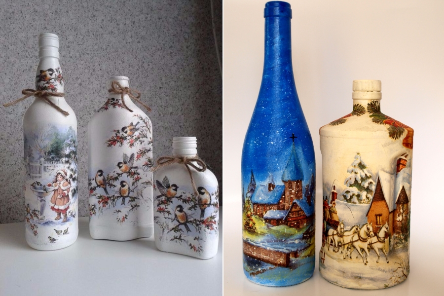 opciones de botellas de decoupage