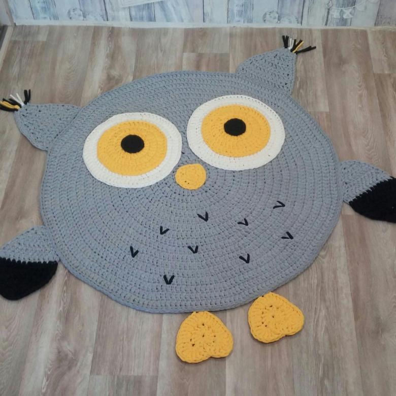 tapis tricoté photo hibou design
