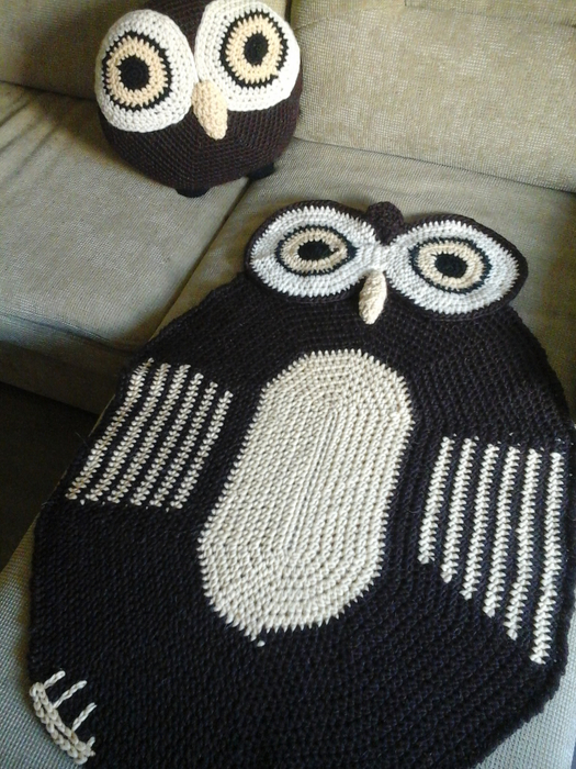 tapis tricoté décoration photo hibou