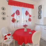 tulle rouge dans la cuisine
