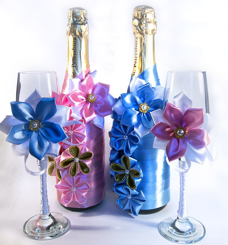 décoration de bouteilles de champagne pour mariage