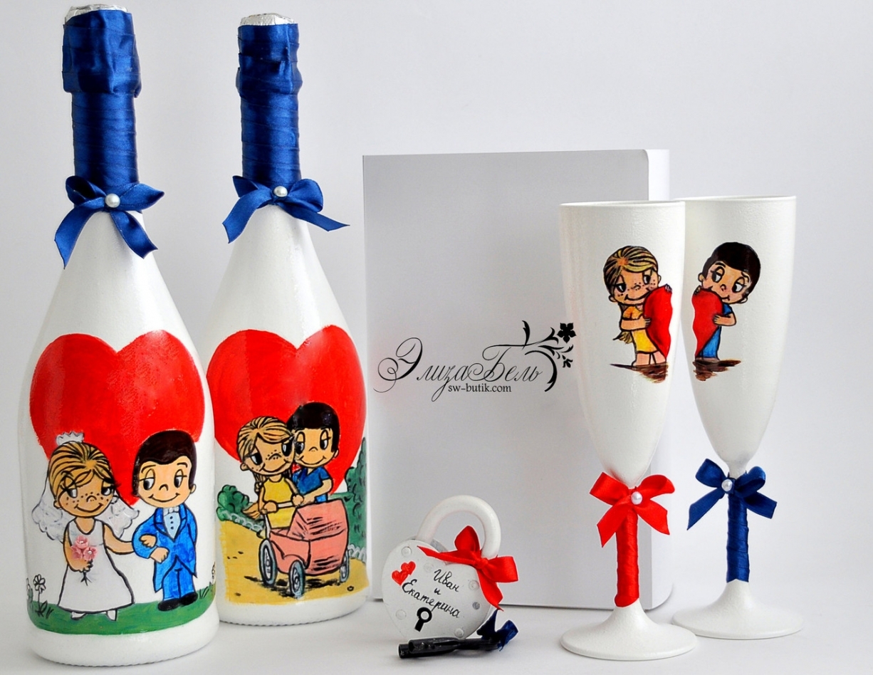décoration de bouteilles de champagne pour mariage