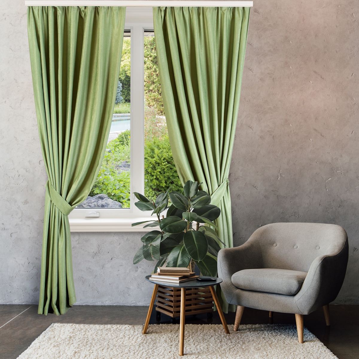 rideaux vert tendre