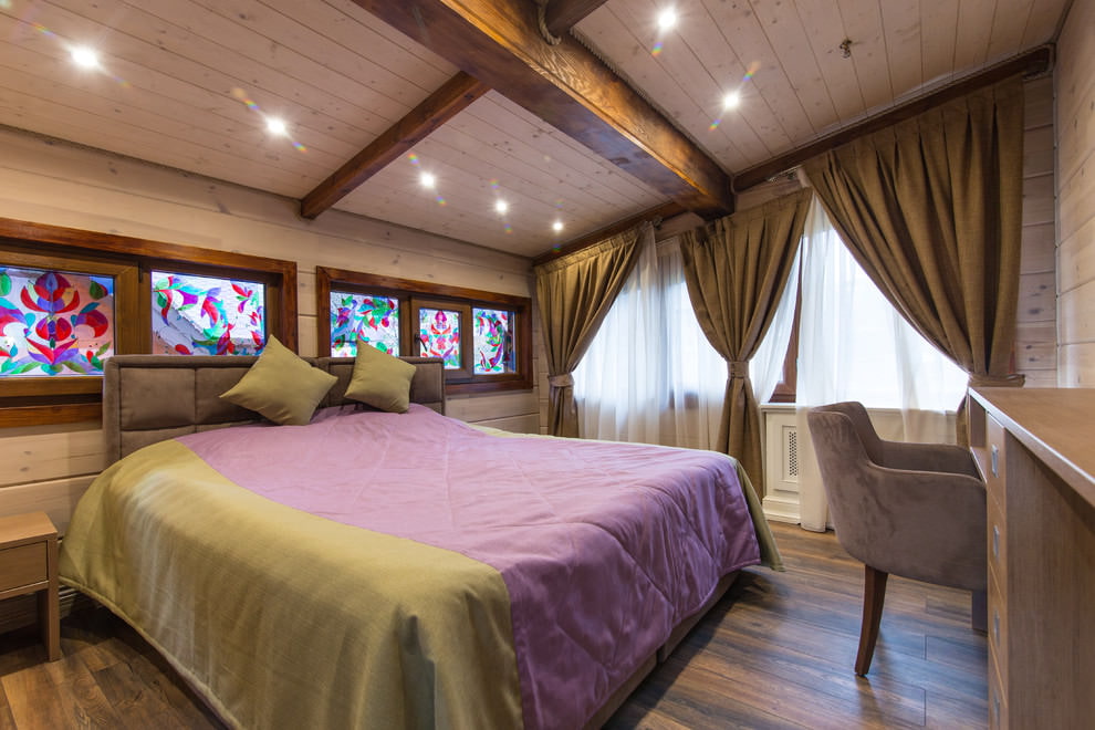 rideaux dans une maison en bois idées de décoration