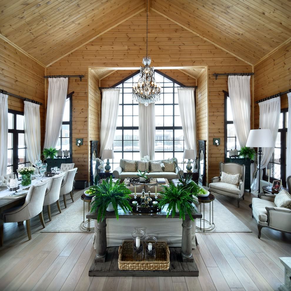 rideaux dans une maison en bois