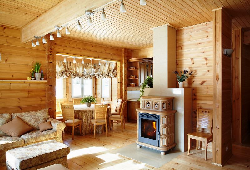rideaux dans une maison en bois idées textiles