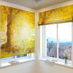 patterned yellow curtains