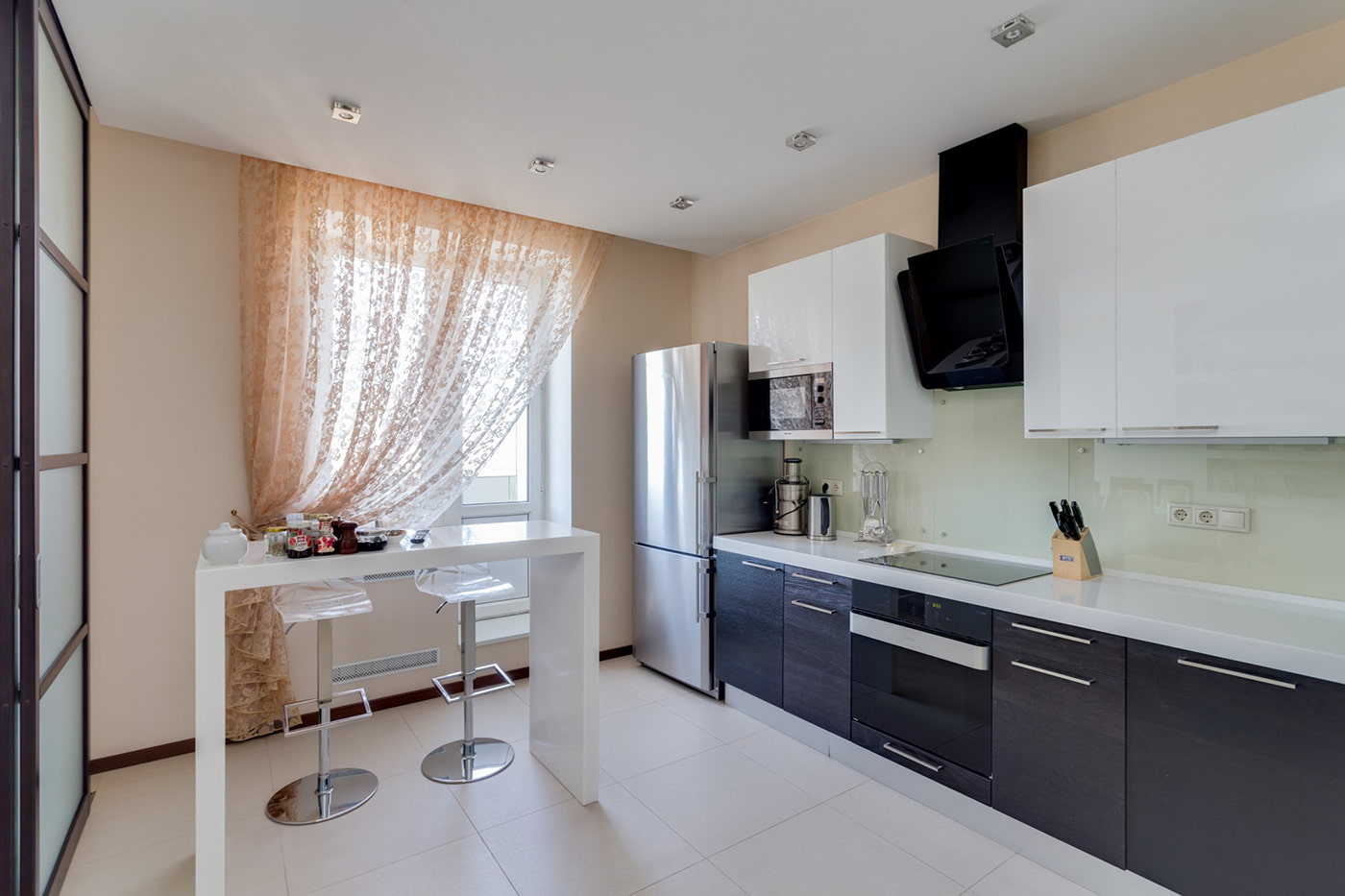 tulle beige pour la cuisine