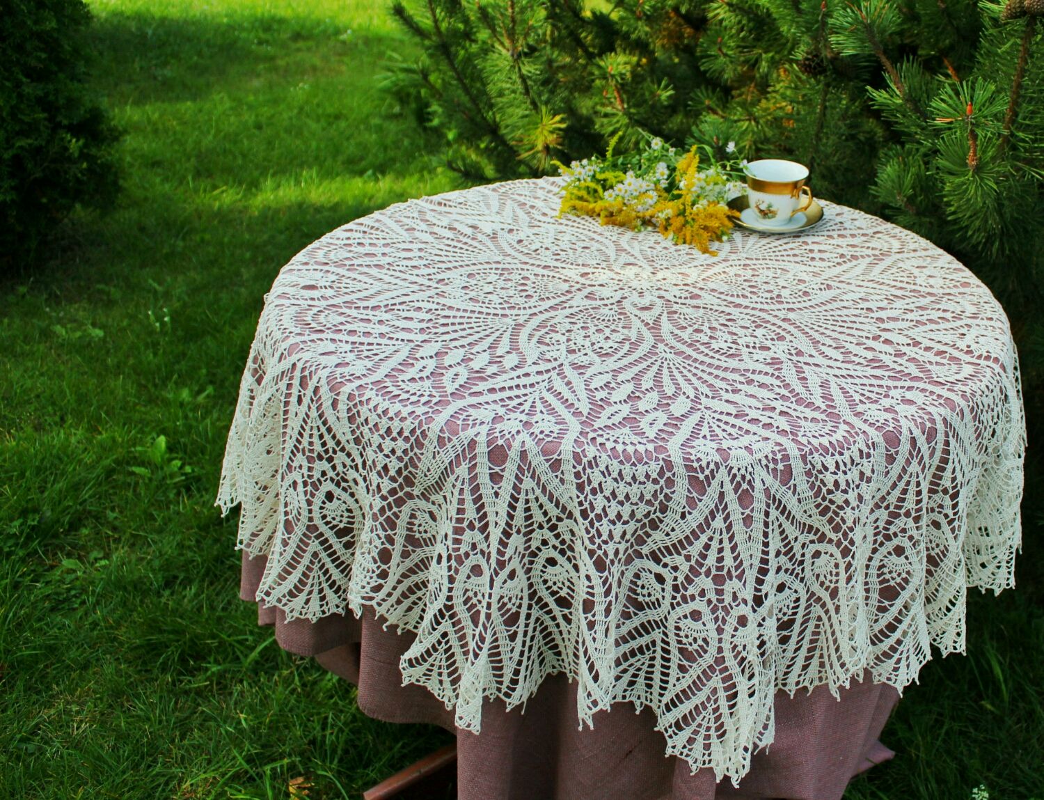 плетена покривка за маса 155 cm
