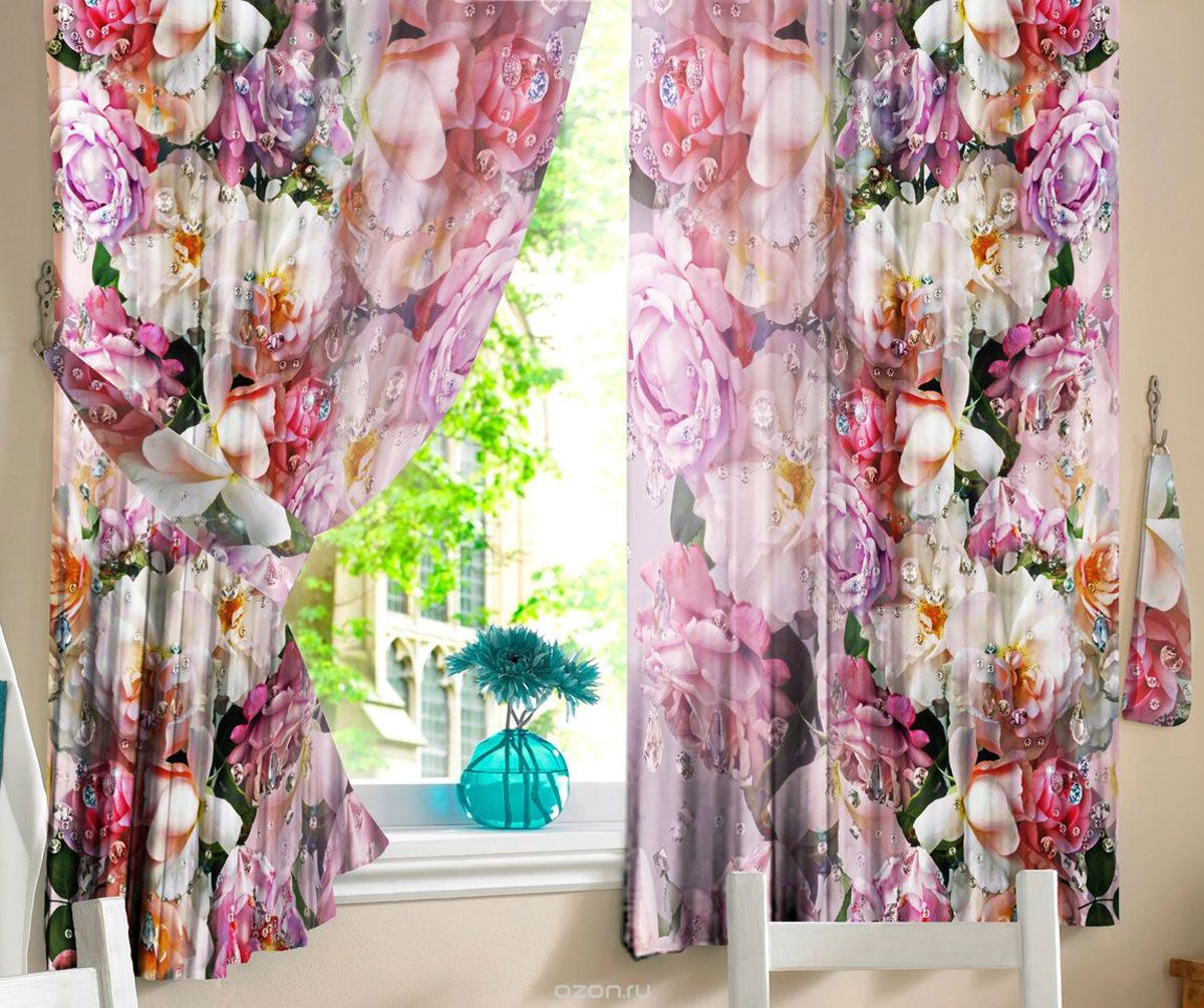 photo curtains on the kitchen windows