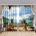 photo curtains on the window decoration