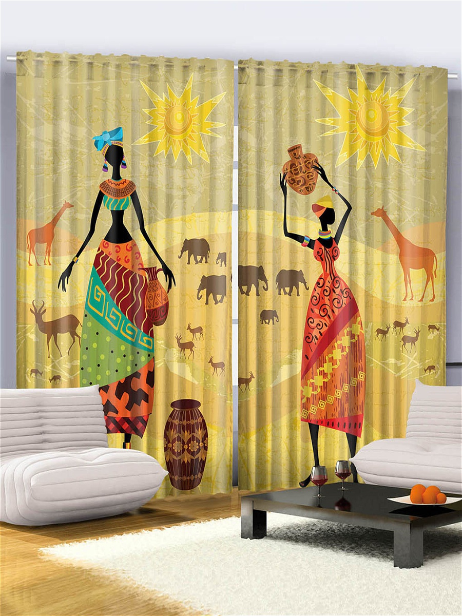 photo curtains on the windows