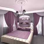 eine Reihe von Vorhängen und Tagesdecken für die Schlafzimmer-Fotodekoration
