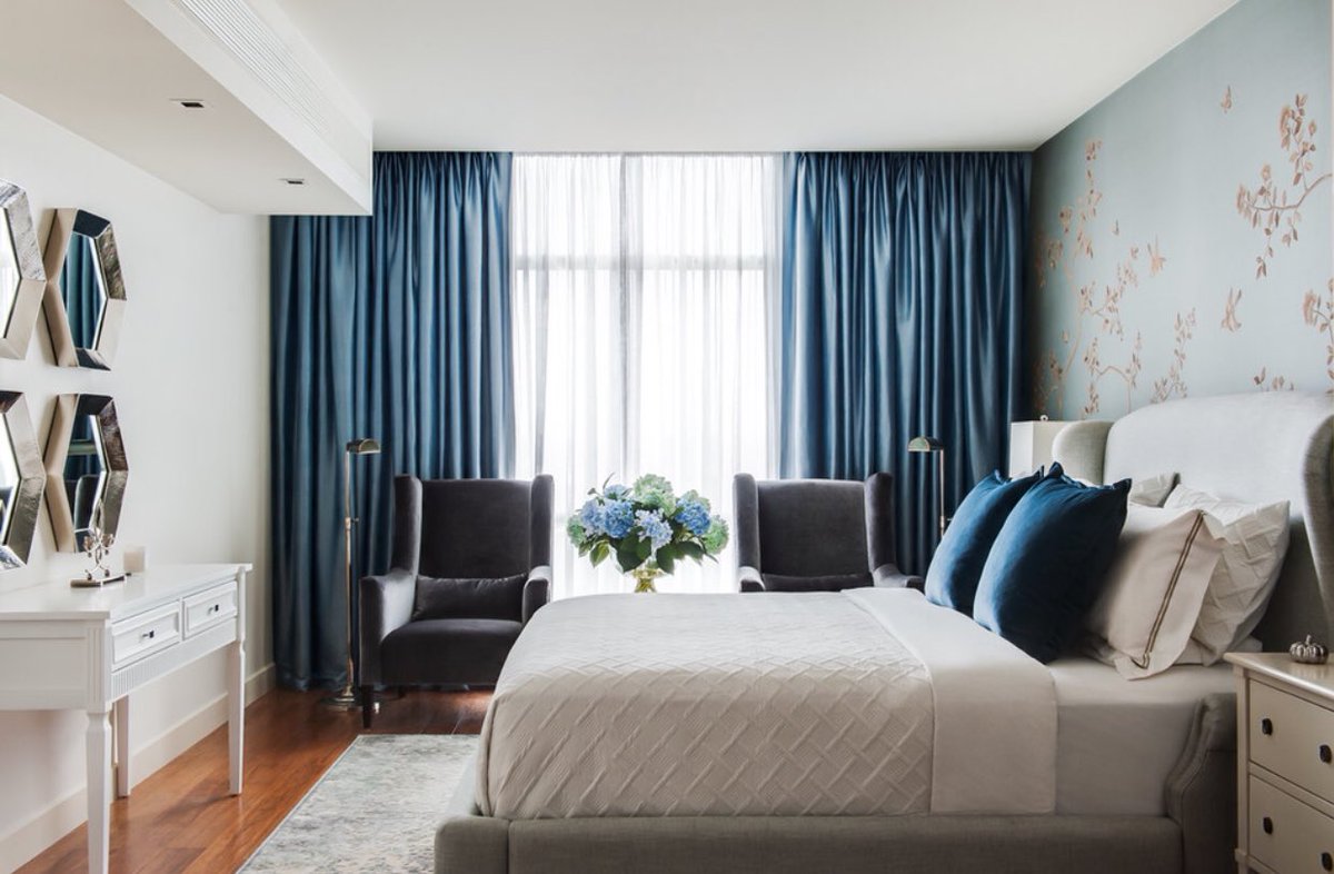 Vorhänge und Tagesdecken für Schlafzimmer-Design-Ideen