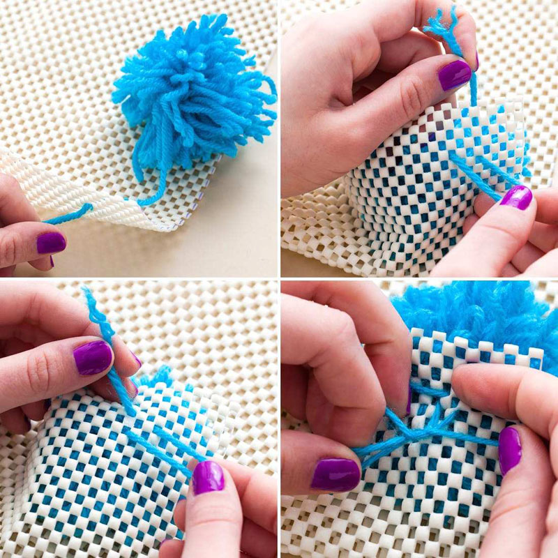 tapis fait de pompons faites-le vous-même