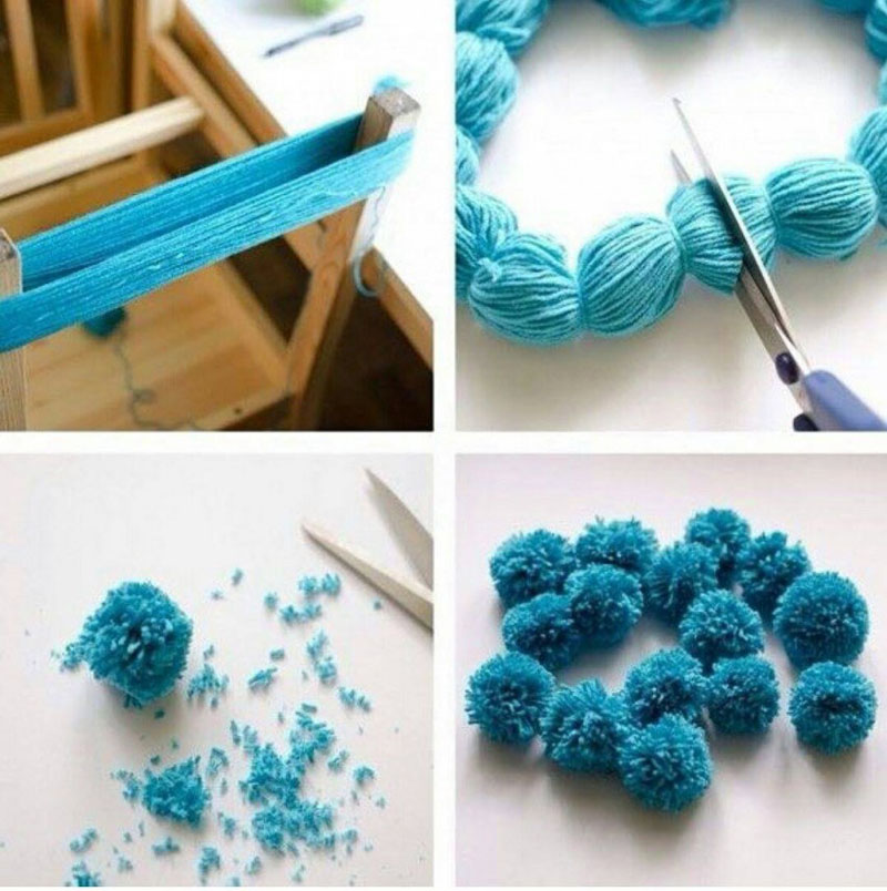 tapis fait de pompons faites le vous même photo