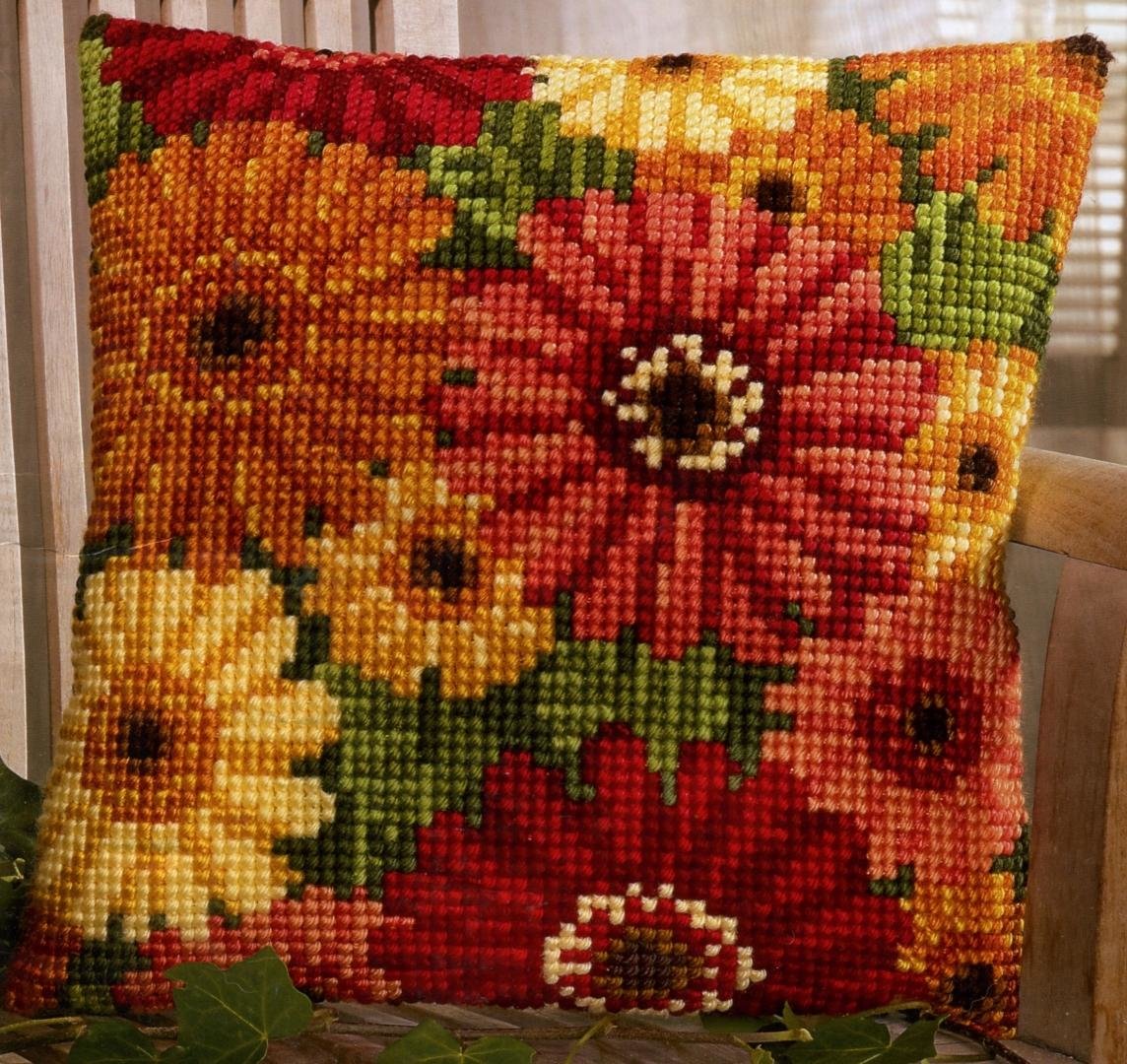 oreiller fleurs croisées