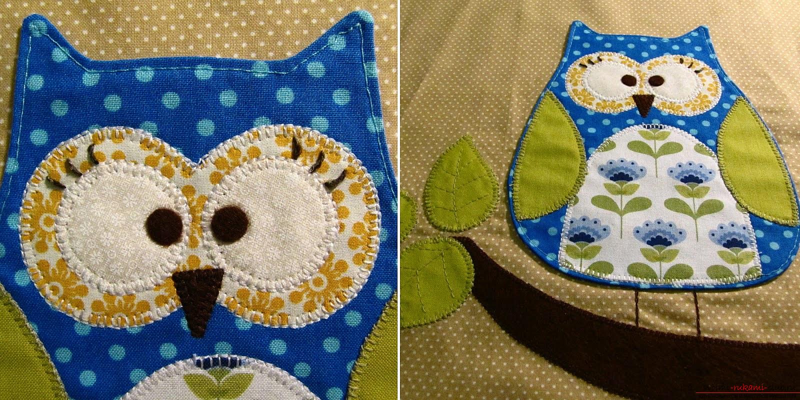 oreiller de hibou avec applique