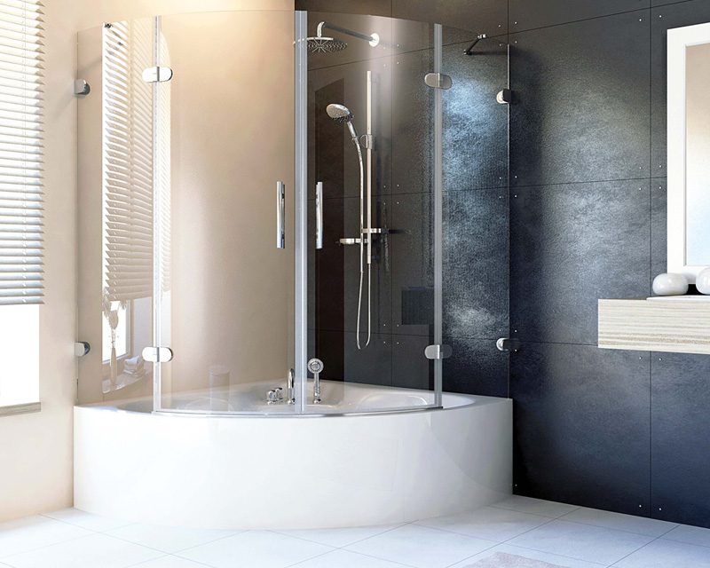 portes en verre pour le bain d'angle