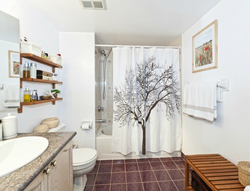 idéias de design de cortinas de casa de banho
