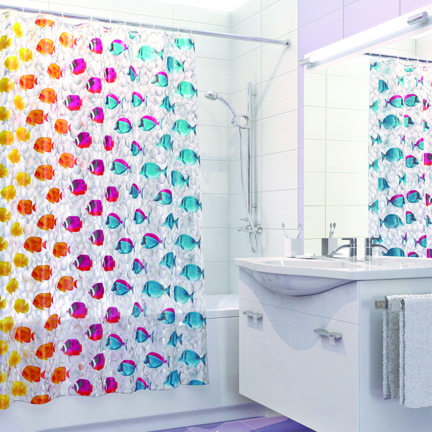 rideau de douche à motifs