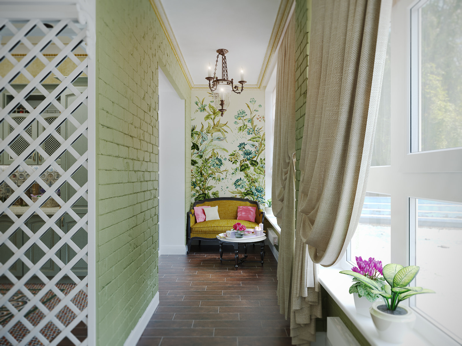 rideaux sur le balcon