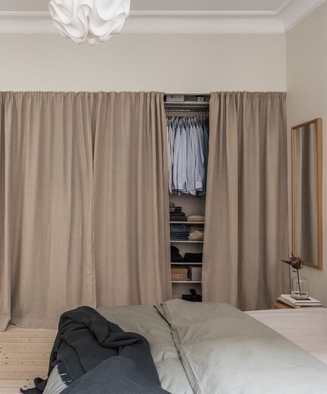 rideaux dans le dressing