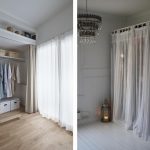 rideaux dans le vestiaire au lieu des idées d'intérieur de la porte