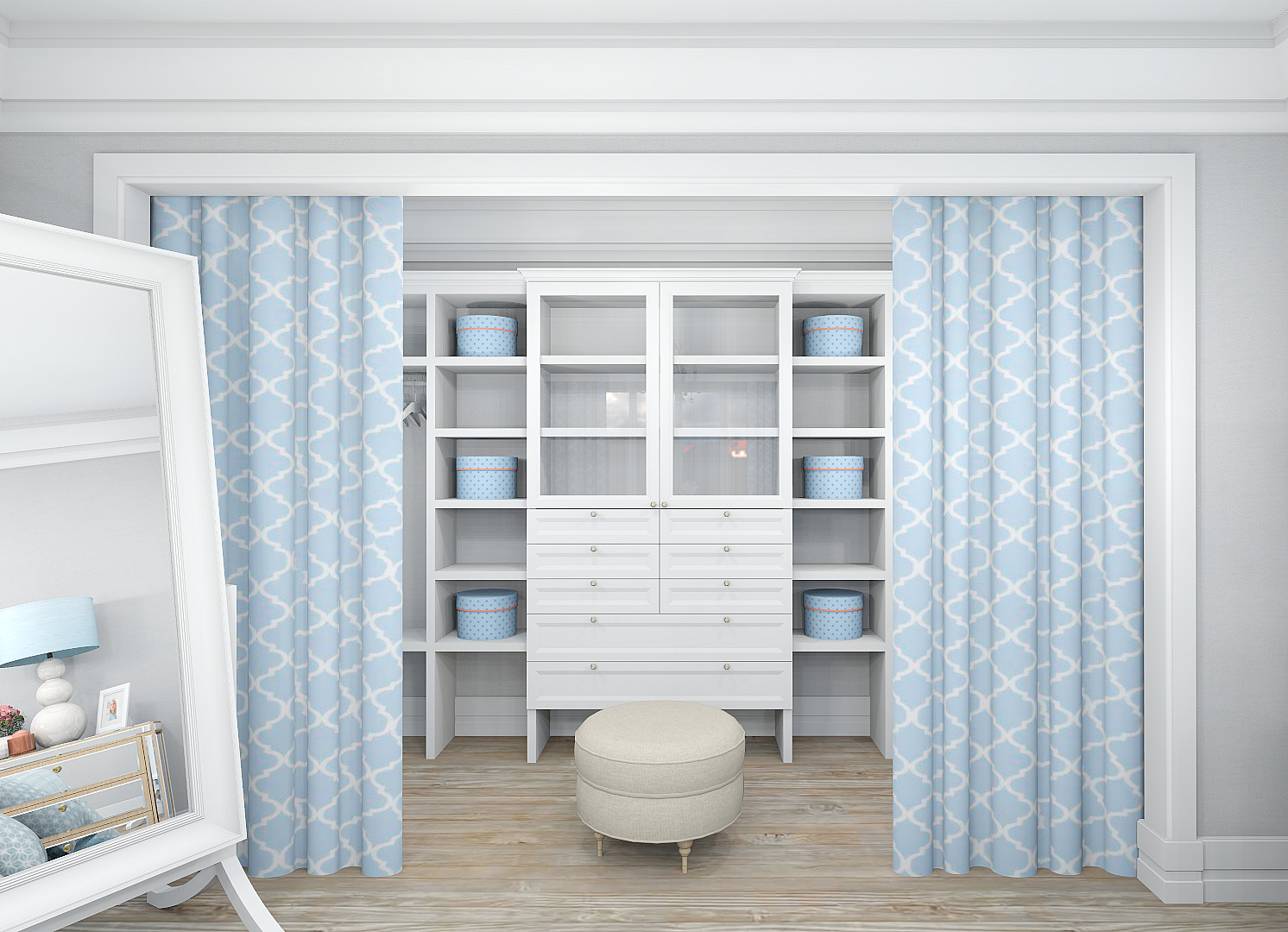 rideaux dans le vestiaire au lieu de la porte photo
