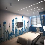 rideaux dans la chambre d'une photo intérieure de garçon adolescent